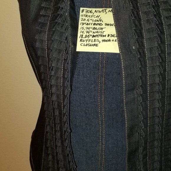 🔻REDUCED❣ 706 NWOT Classy Classiques Entier Denim Top 2 Ruff - Picture 7 of 13
